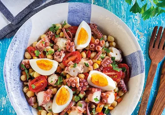 Salada de polvo com grão de bico - Cozinha dos sabores