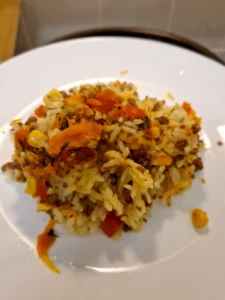 Arroz com carne moída na panela de pressão - Cozinha dos sabores