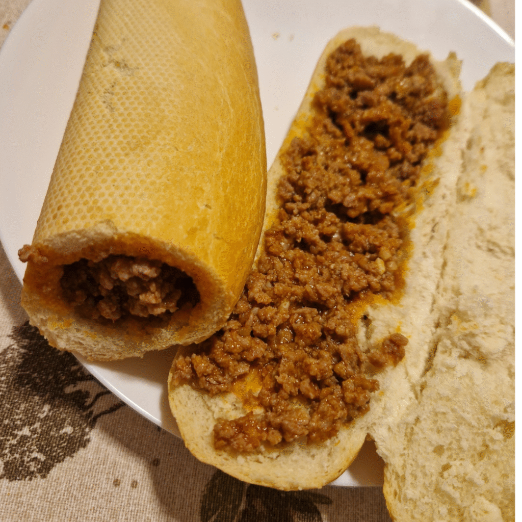Pão com carne moída