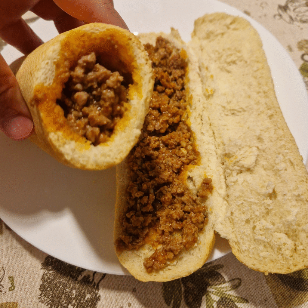 Pão com carne moída